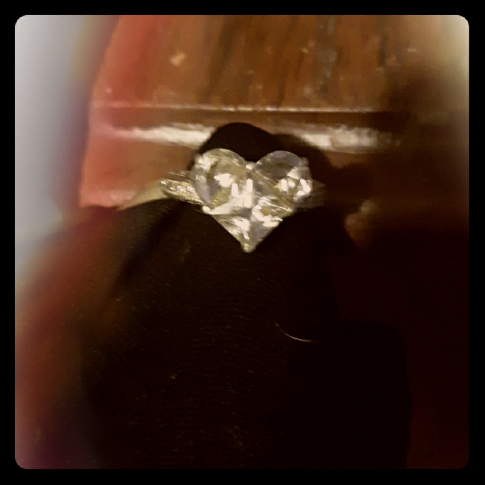 Cz and diamond sterling silver ring